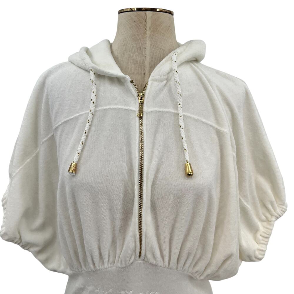 Juicy Couture French Terry Dress Cover-Up Y2K Hooded Zip Up White Size Small - Picture 2 of 11